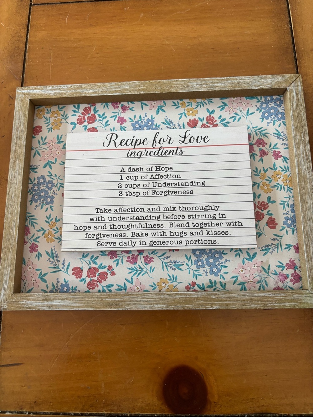 Ashland Floral Wood Frame ‘Recipe for Love' Framed Wall Decor